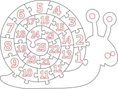 Puzzle di lumaca con numero in legno