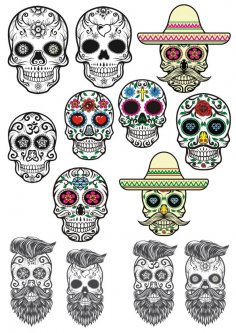 Sugar Skulls Tattoos Free Vector