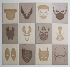 Laser Cut Minimalist Superhero MDF Posters