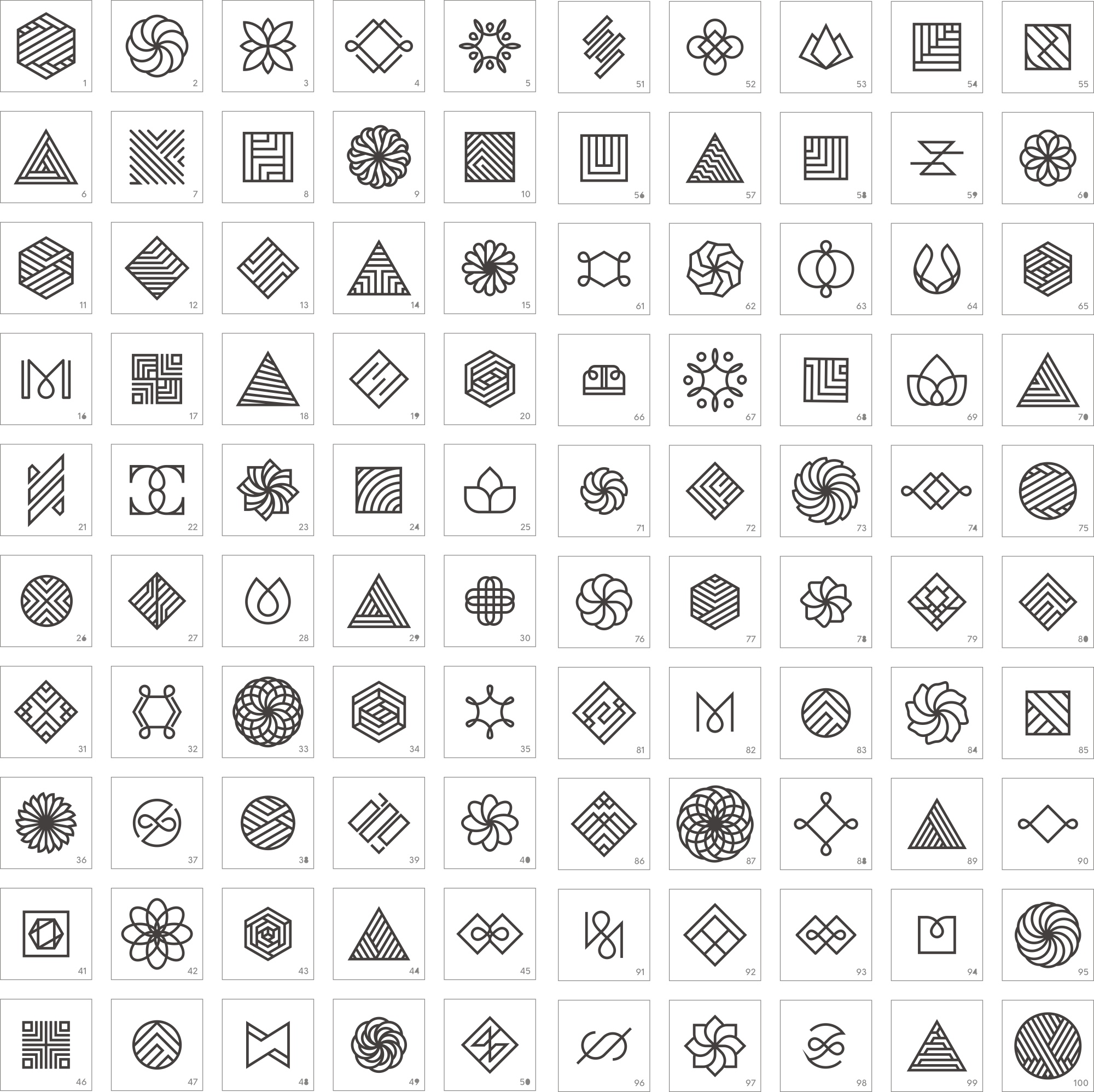 Conjunto de logotipo prefabricado geométrico