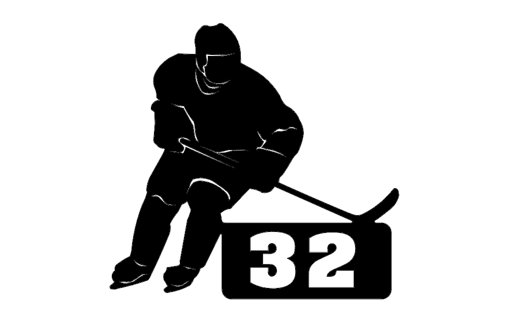 Hockey Player With Number dxf File