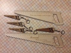 Laser Cut Wooden Rulers Keychains