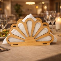 Laser Cut Wooden Elegant Flower Shape Napkin Holder