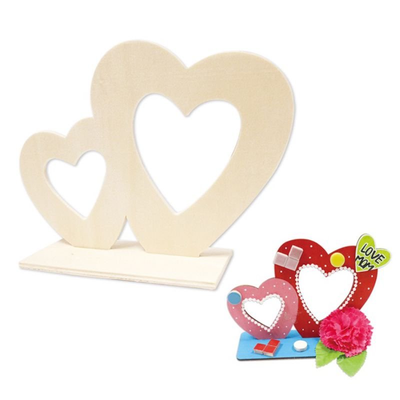 Laser Cut Wooden Double Heart Display Stand