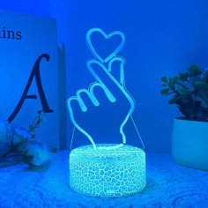 Laser Cut Finger Heart 3D LED Lamp