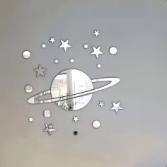 Laser Cut Acrylic Planet Space Wall Stickers Modern Style Decor