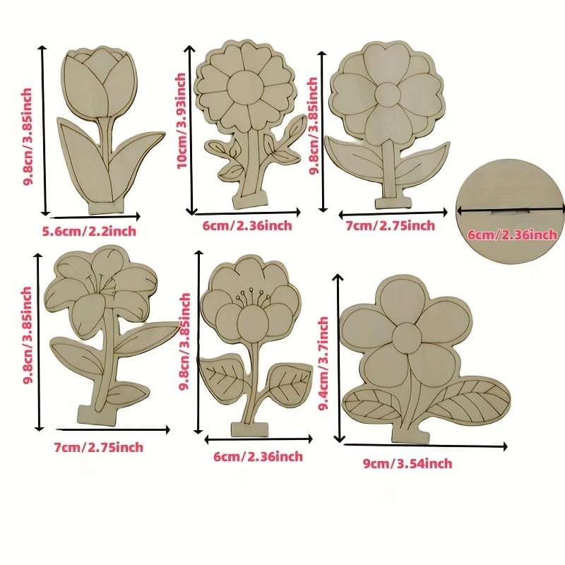 Laser Cut Wooden Flowers Tabletop Decor Roses Lilies Sunflowers for Painting Crafts Spring Easter Party Decor