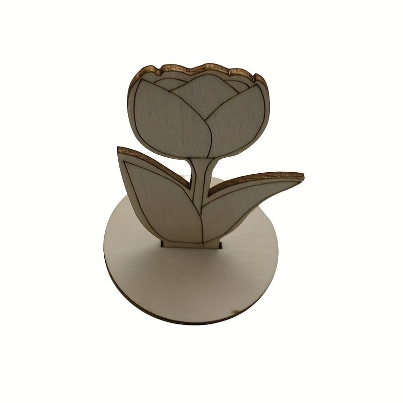 Laser Cut Wooden Flowers Tabletop Decor Roses Lilies Sunflowers for Painting Crafts Spring Easter Party Decor