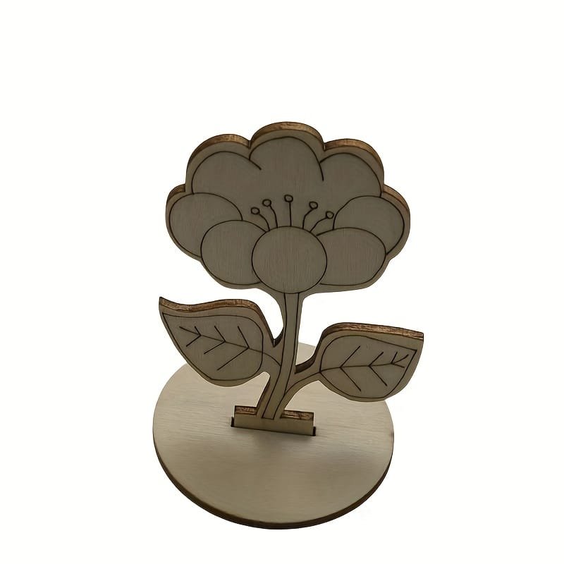 Laser Cut Wooden Flowers Tabletop Decor Roses Lilies Sunflowers for Painting Crafts Spring Easter Party Decor