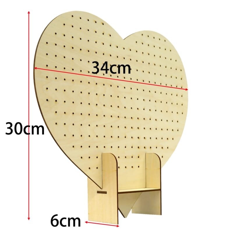 Laser Cut Wooden Heart Shape Pegboard Earring Display Stand