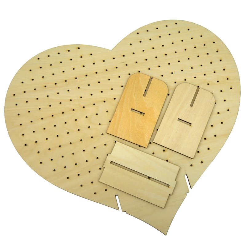 Laser Cut Wooden Heart Shape Pegboard Earring Display Stand