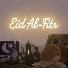 Laser Cut Eid Mubarak Neon Sign – Eid Al-Fitr Lights – Ramadan Neon Signs Festive Wall Light