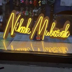 Laser Cut Nikkah Mubarak Neon Sign Wedding Neon Sign