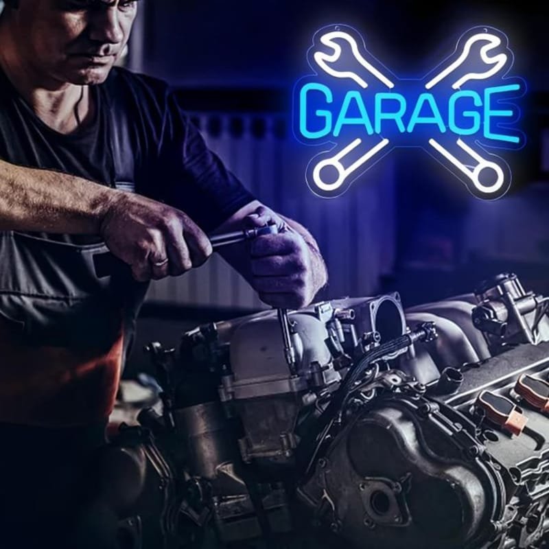 Laser Cut Garage Neon Sign Cross Wrench Garage Car Service Automotive Neon Light Sign