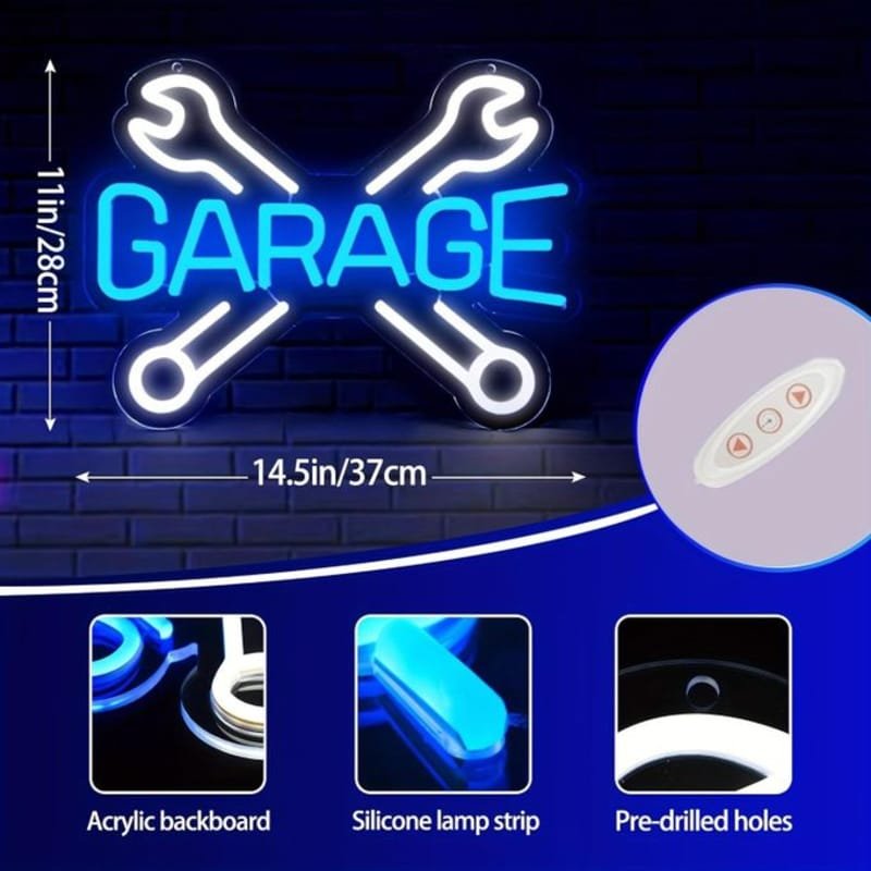 Laser Cut Garage Neon Sign Cross Wrench Garage Car Service Automotive Neon Light Sign