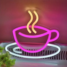 Laser Cut Coffee Cup Neon Sign