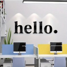 Laser Cut Hello Mirror Film Acrylic Wall Decal 3D Hello Contemporary Style Door Mural