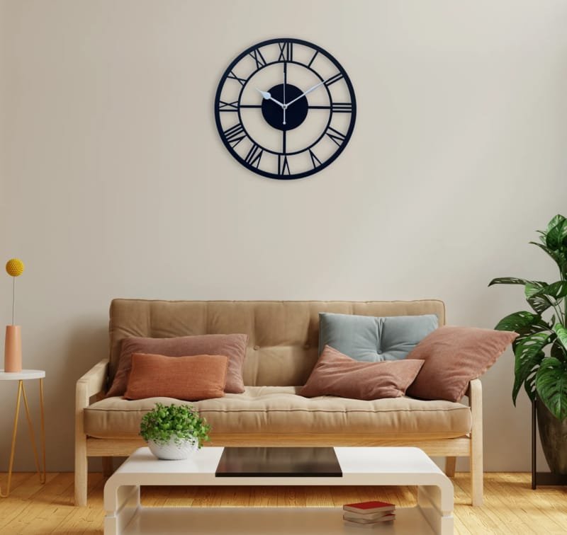 Laser Cut Roman Round Wood Wall Clock