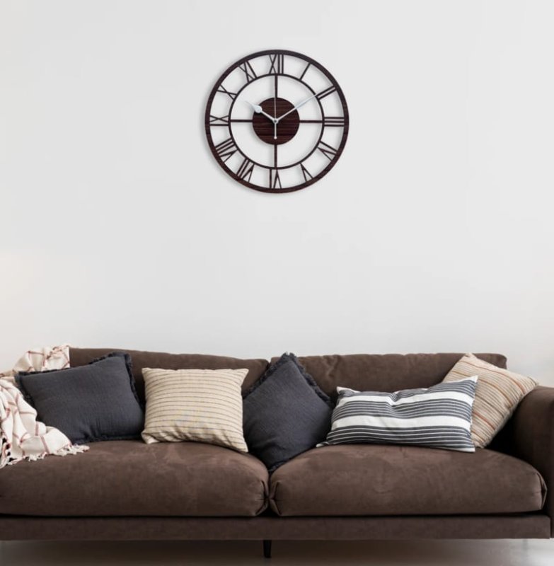 Laser Cut Roman Round Wood Wall Clock
