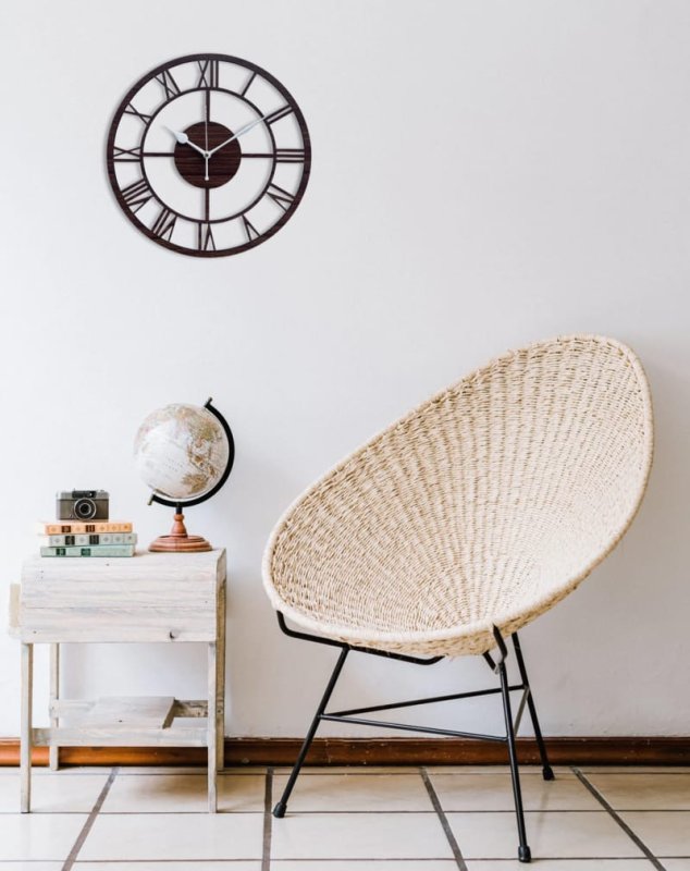 Laser Cut Roman Round Wood Wall Clock