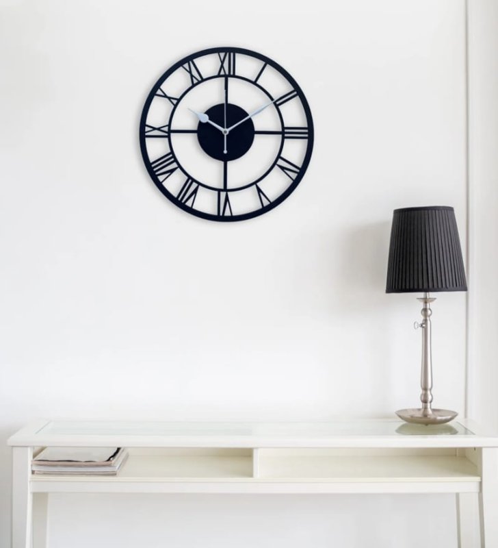Laser Cut Roman Round Wood Wall Clock