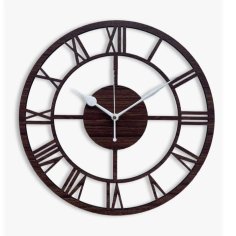 Laser Cut Roman Round Wood Wall Clock