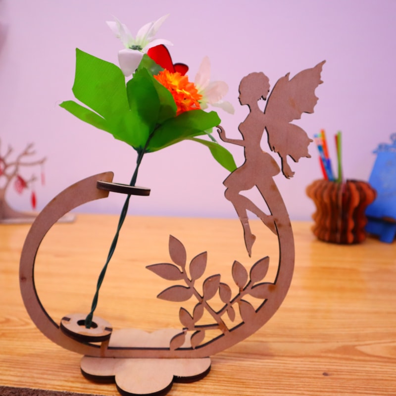 Laser Cut Angel With Flower Stand 6mm DXF File