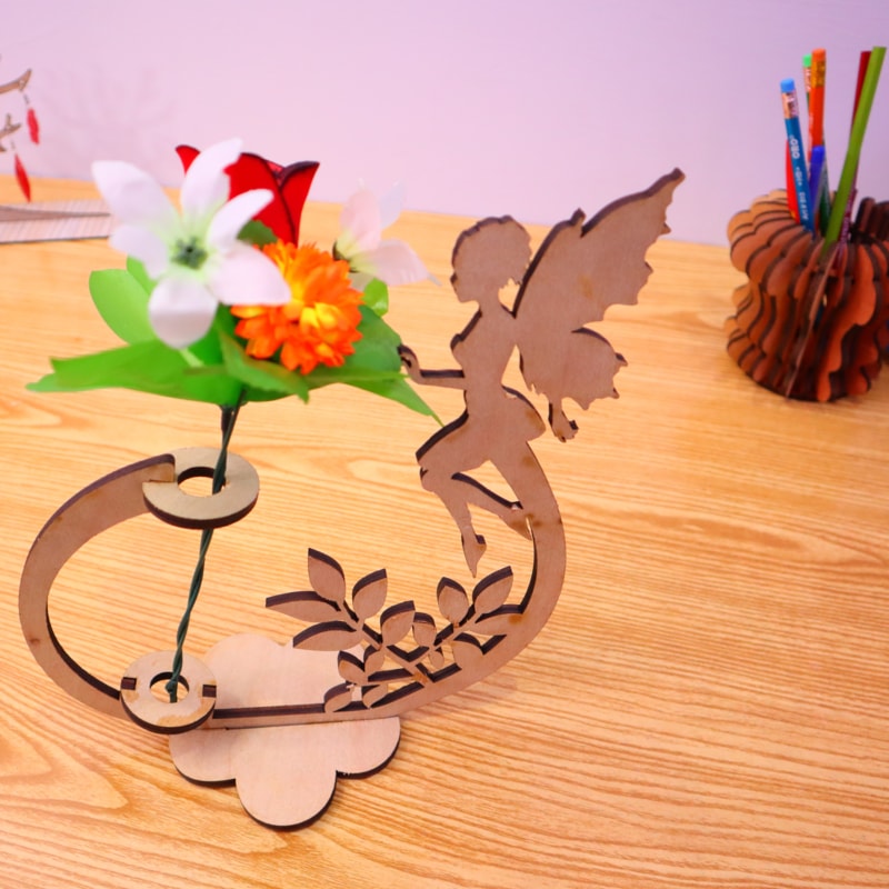 Laser Cut Angel With Flower Stand 6mm DXF File