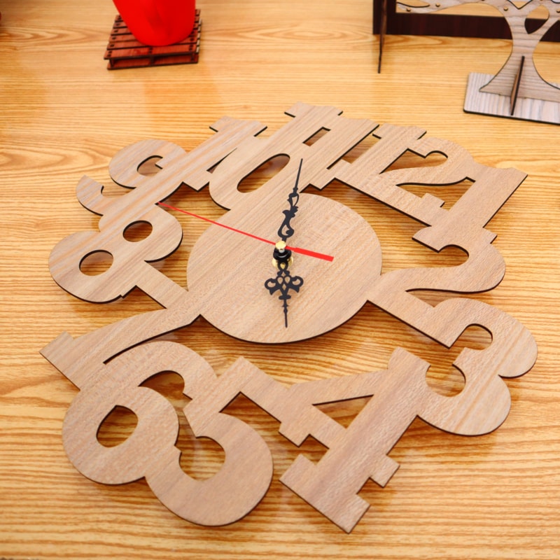 Laser Cut Large Numbers Unique Wall Clock DXF File