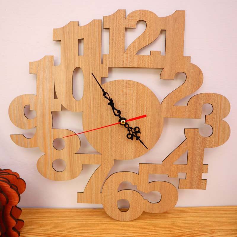 Laser Cut Large Numbers Unique Wall Clock DXF File