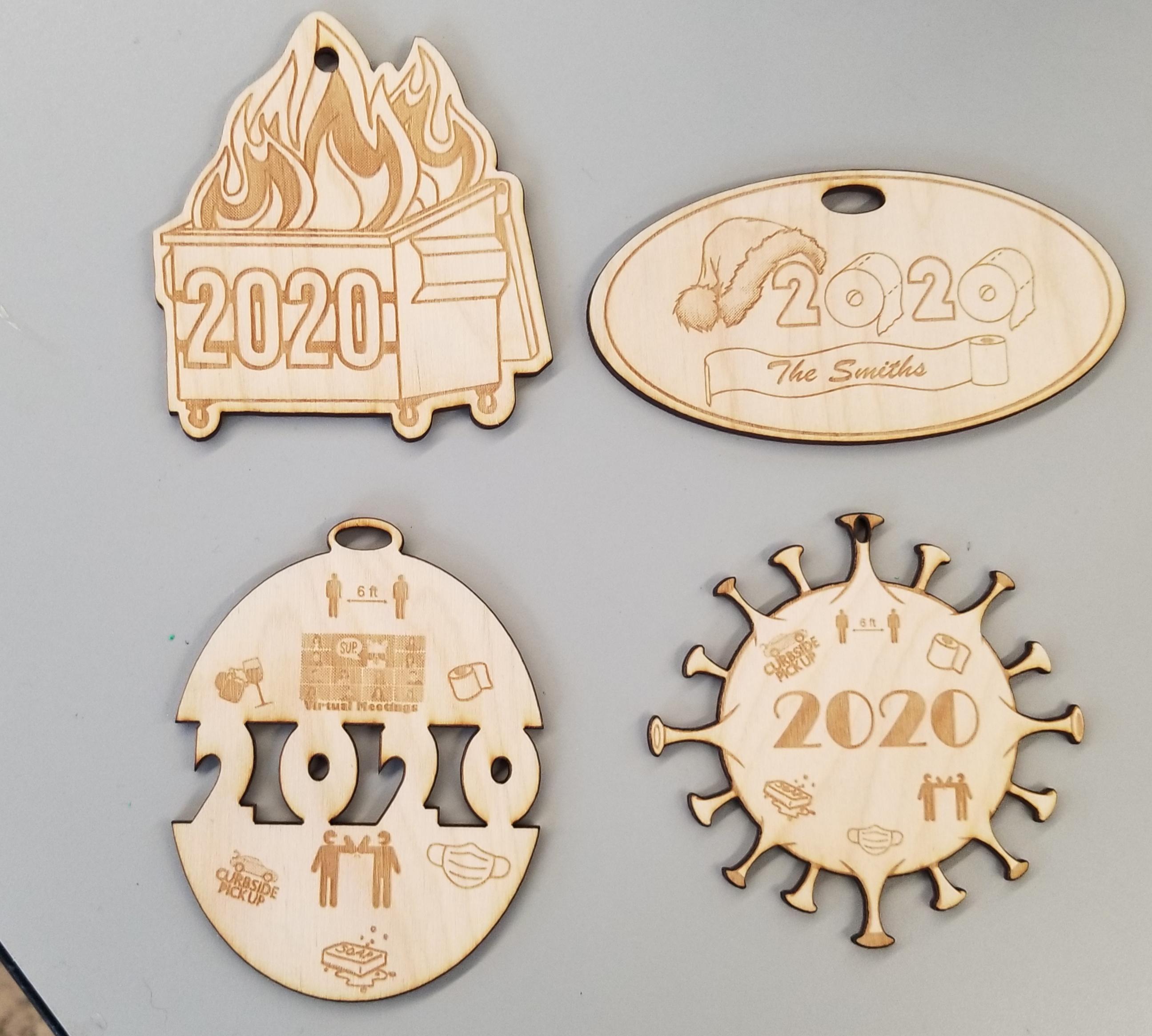 Laser Cut 2020 Themed Christmas Ornaments Free Vector