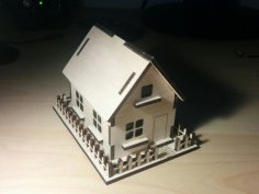 Casa de madera cortada con láser de 3 mm de capa