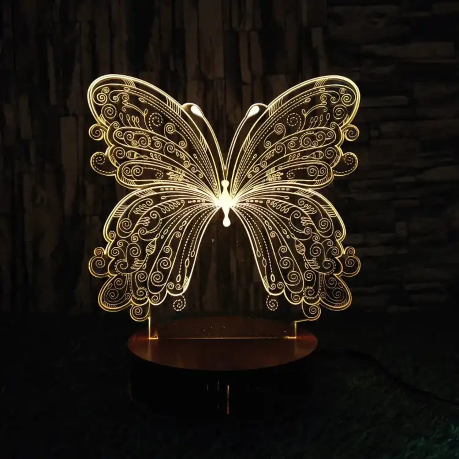 Laser Cut Butterfly 3D Optical Illusion Night Lamp Free Vector