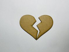 Laser Cut Broken Heart Shape Wood Cutout Free Vector