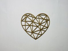 Laser Cut Wooden Geometric Heart Free Vector