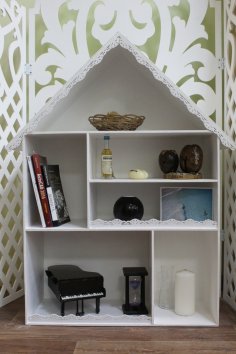 Plantilla de estante de decoración con forma de casa cortada con láser