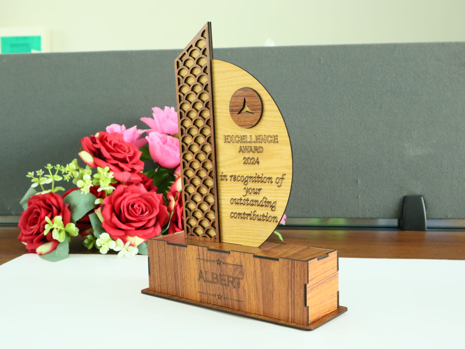 Laser Cut Wooden Trophy Award Free Vector