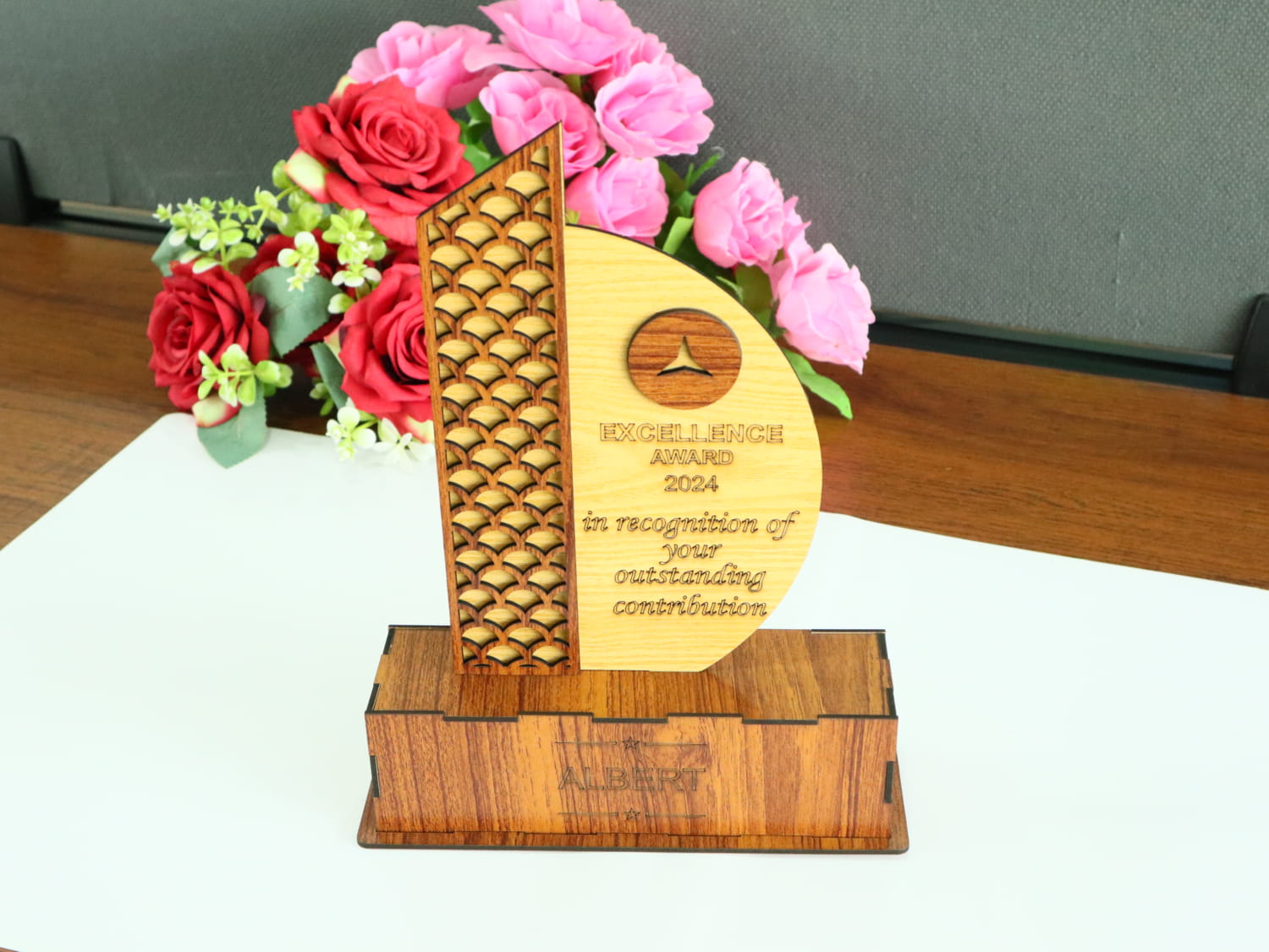 Laser Cut Wooden Trophy Award Free Vector