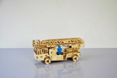 Laser Cut Wooden Fire Truck 3D Free Vector