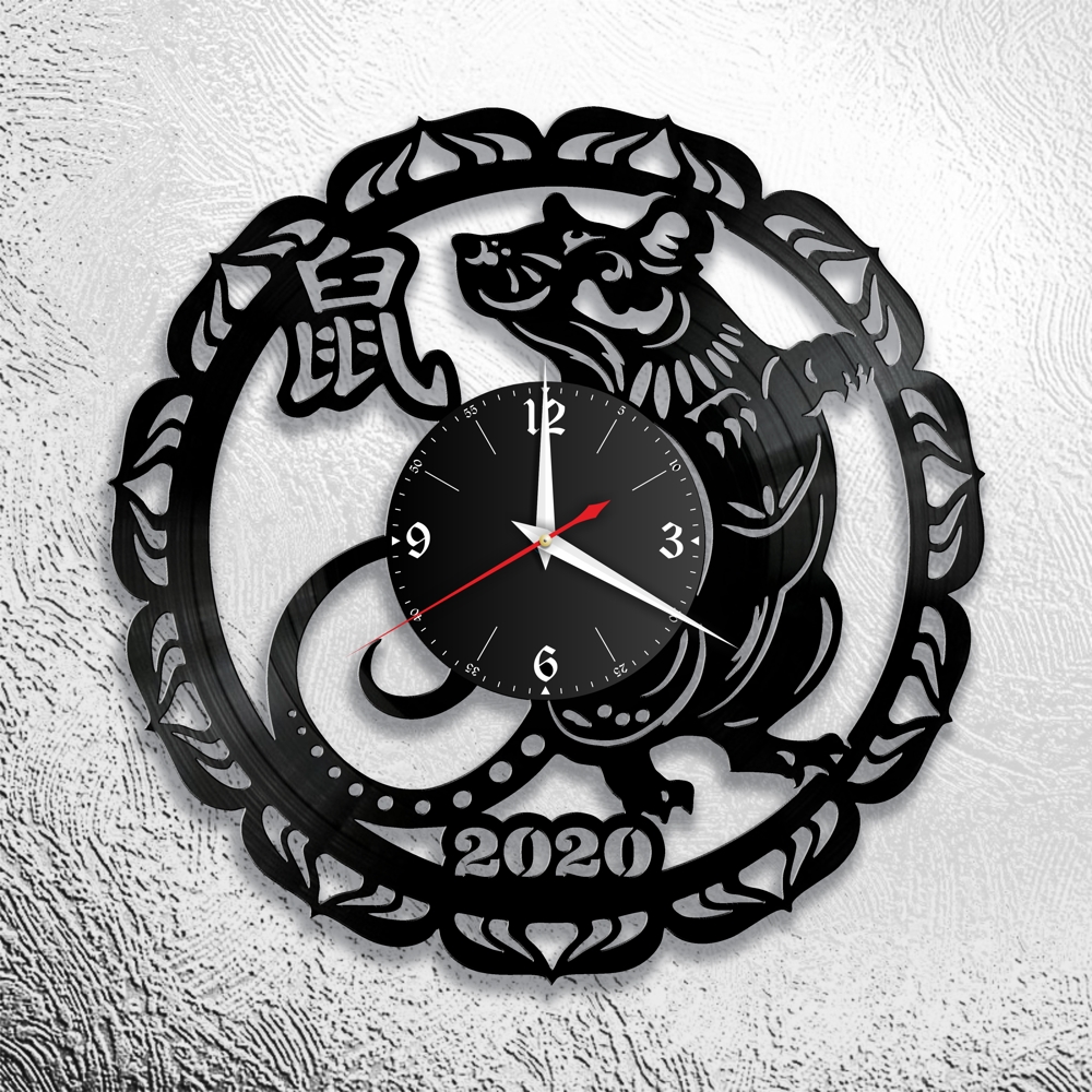Laserowo wycinany zegar ścienny 2020 rok szczura