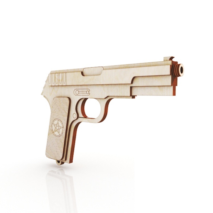 Лазерная резка деревянного пистолета с резинкой Тула Пистолет Токарева ТТ Резинкострел