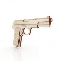 Laser Cut Wooden Rubber Band Gun Tula Tokarev TT Pistol Rezinkostrel Free Vector