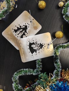 Décor d'arbre de Noël découpé au laser Cartes postales de bonne année