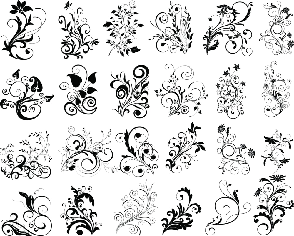 Black Floral Swirl Free Vector cdr Download - 3axis.co