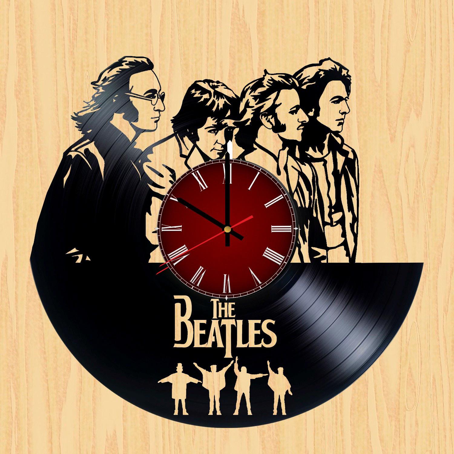 Lasergeschnittene Beatles-Vinyl-Schallplatten-Wanduhr-Vorlage