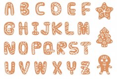 饼干字母字体矢量艺术
