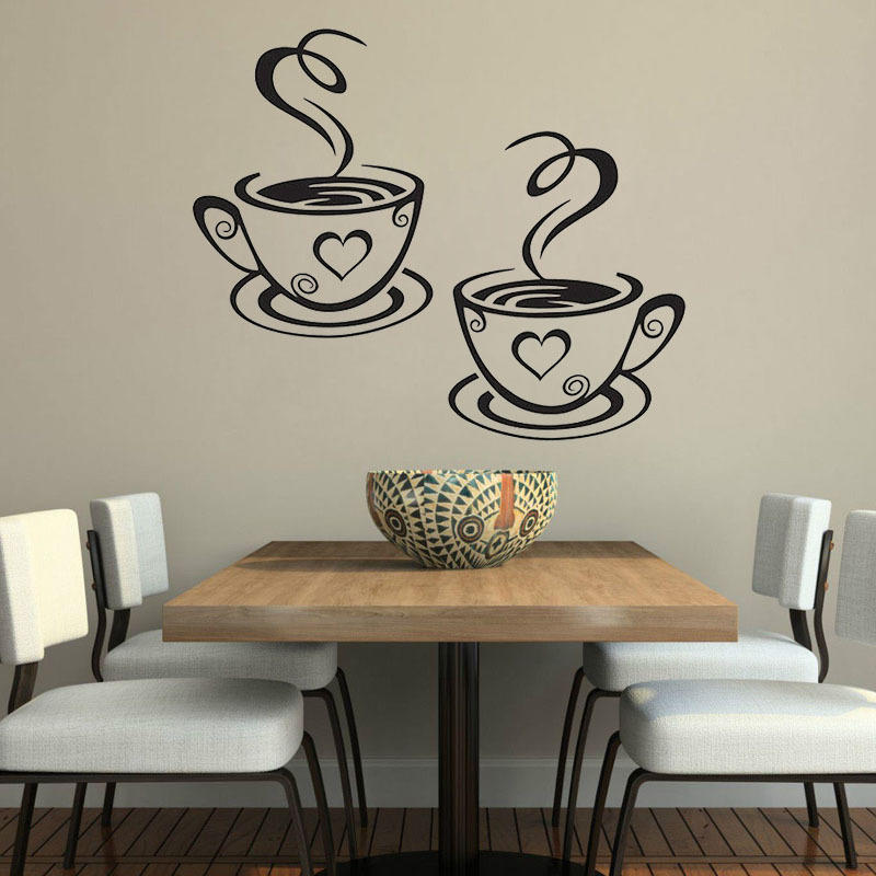 Pair Of Coffee Cups Cafe Tea Wall Stickers Cafe Art Free Vector