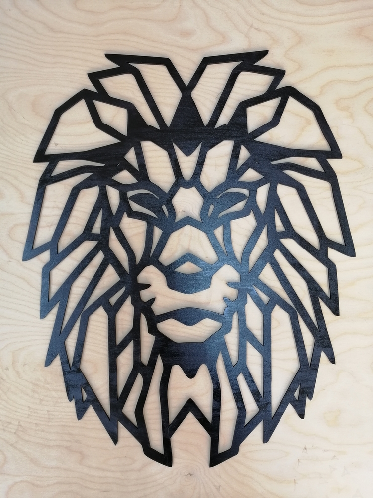 Decoração de parede de arte de polígono de leão corte a laser Decoração de arte de parede escultura 3D