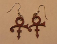 Laser Cut Love Symbol Purpleheart Earrings DXF File