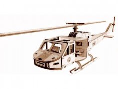 Plantilla de juguete de helicóptero cortada con láser